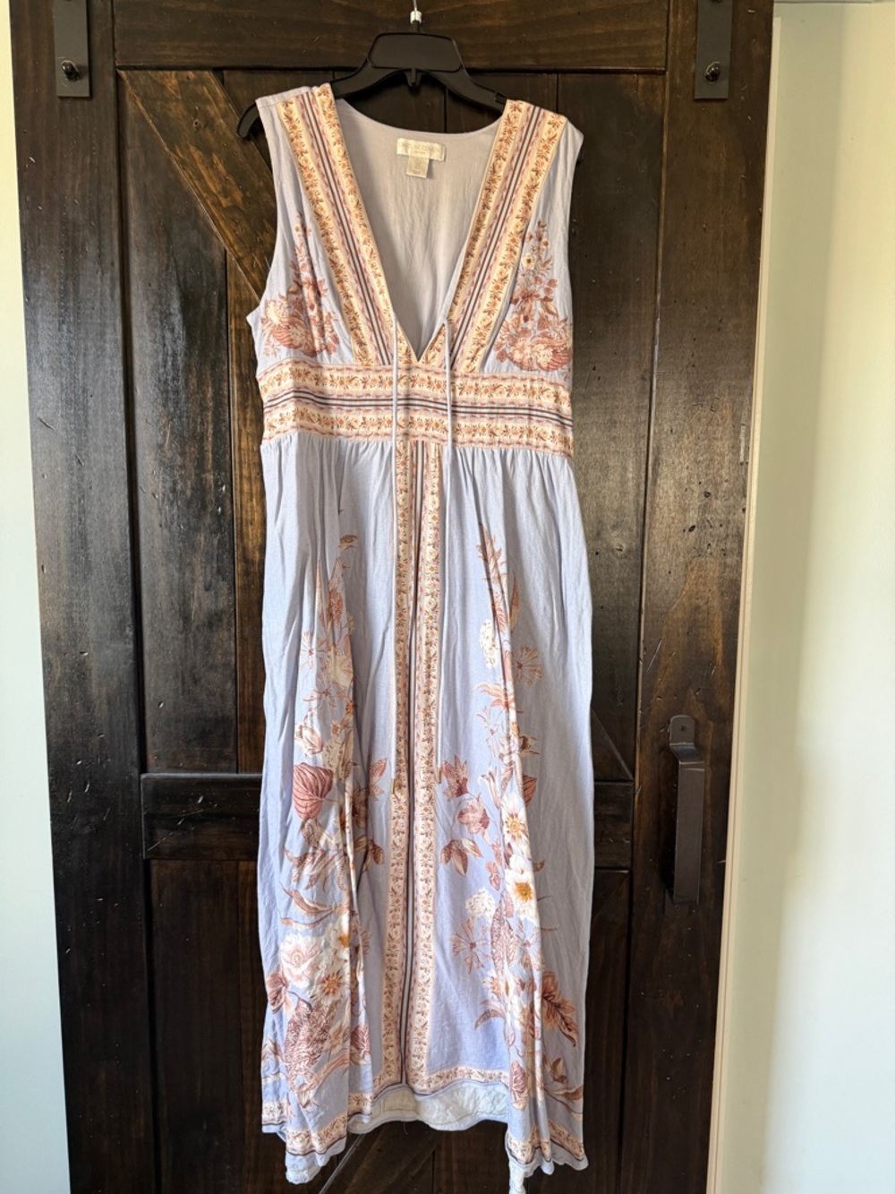 Caroline Constas Light Blue Floral Embroidered Maxi Dress